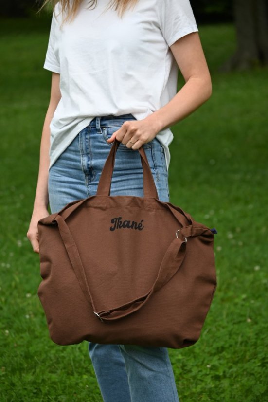 Cross body Bavlnka hnědá se zipem
