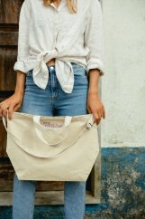 Crossbody Bavlnka béžová se zipem