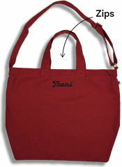 Cross body Bavlnka bordová zo zipsom